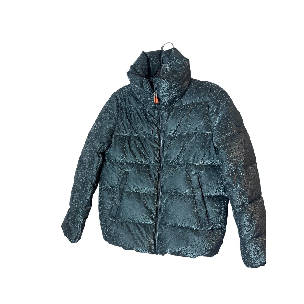 Save The Duck Jacket Kids 12-13 Years Green Geometric Puffer Quilted Zip Coat